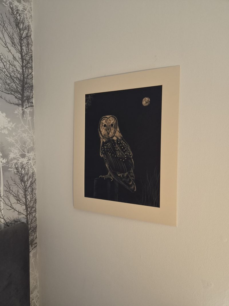 Original Hand-painted Bleach Portrait - Barn Owl