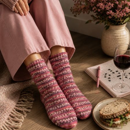 Hand crafted women’s socks ( yarn design Claire) Four different size ranges available