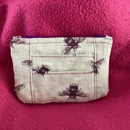 Gorgeous Super Cute Small Lined Zipped Fabric Coin/Card Purse/Wallet Cream/Burgundy