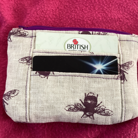 Gorgeous Super Cute Small Lined Zipped Fabric Coin/Card Purse/Wallet Cream/Burgundy