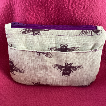 Gorgeous Super Cute Small Lined Zipped Fabric Coin/Card Purse/Wallet Cream/Burgundy