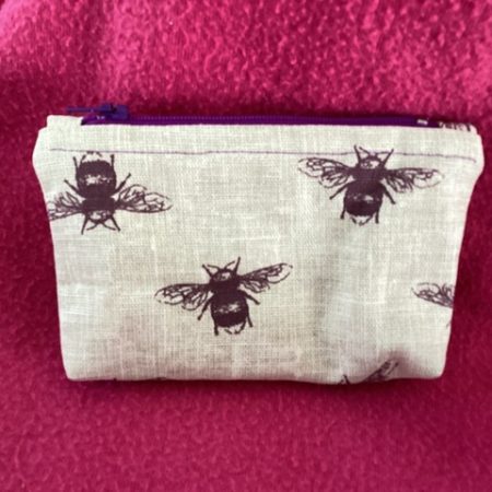 Gorgeous Cream/Burgundy Super Cute Small Lined Zipped Fabric Coin/Card Purse