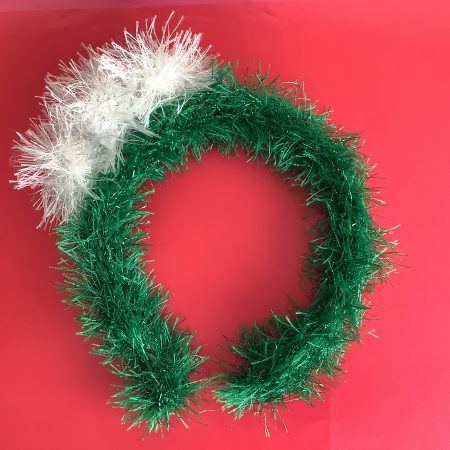 Sparkly, hand knitted green and white Pom Pom headband - 2 designs