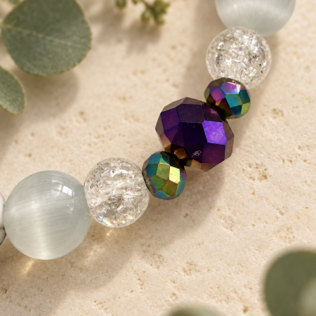 Handmade Howlite & Crackled Quartz Bracelet