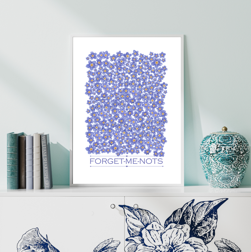Forget-Me-Not Flower Print | Blue Botanical Wall Art (Physical Print)