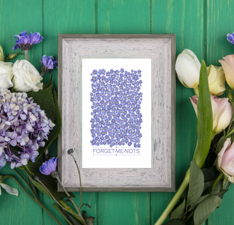 Forget-Me-Not Flower Print | Blue Botanical Wall Art (Physical Print)
