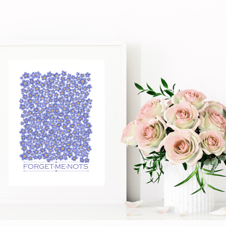 Forget-Me-Not Flower Print | Blue Botanical Wall Art (Physical Print)