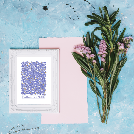 Forget-Me-Not Flower Print | Blue Botanical Wall Art (Physical Print)
