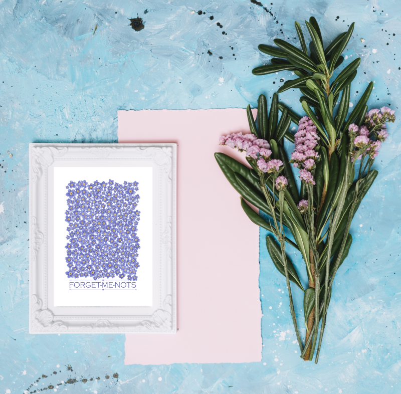 Forget-Me-Not Flower Print | Blue Botanical Wall Art (Physical Print)