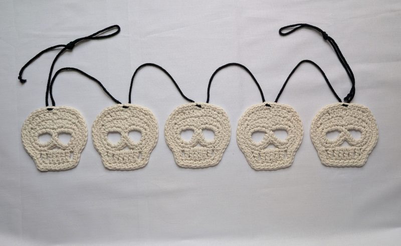 Crochet Pattern for Halloween Skull Bunting, Eco-Friendly Craft