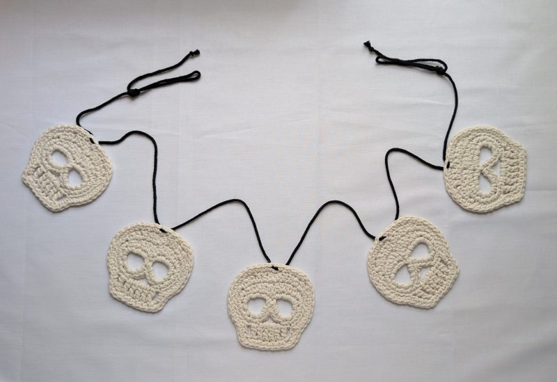 Crochet Pattern for Halloween Skull Bunting, Eco-Friendly Craft