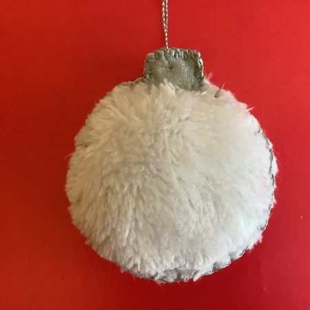Hand sewn White furry Christmas baubles x 3