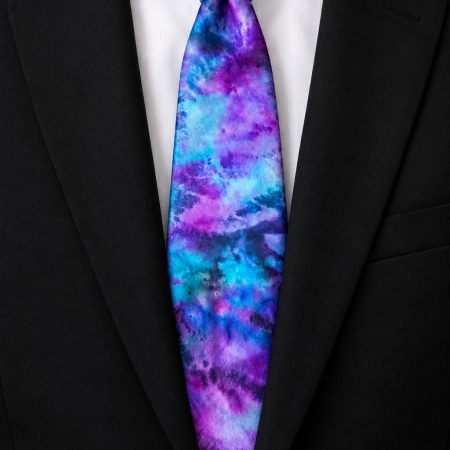 Pure Silk Unisex Hand Dyed Tie in Purple, Turquoise, Black and Blue. Perfect For Any Formal Outfit