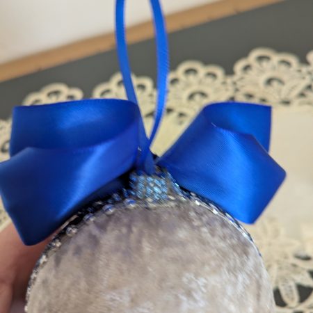 Set of 3 big beige hand made christmas bauble