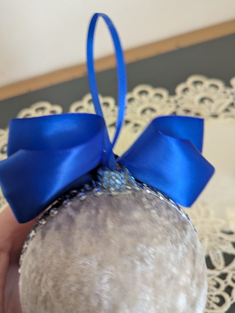 Set of 3 big beige hand made christmas bauble