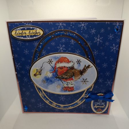 Handmade Winter Wishes Greeting Card with Bird and Lantern Design