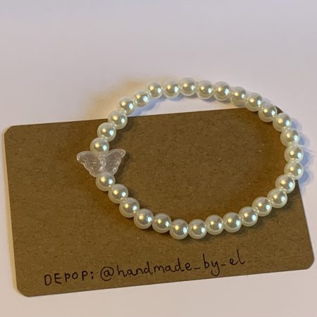 Handmade matching beaded butterfly earrings and bracelet set