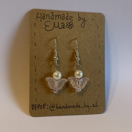 Handmade matching beaded butterfly earrings and bracelet set
