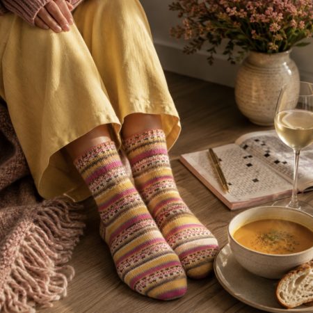 Hand crafted luxury Women’s Socks in Soft Wool Blend with Princess Yarn Design