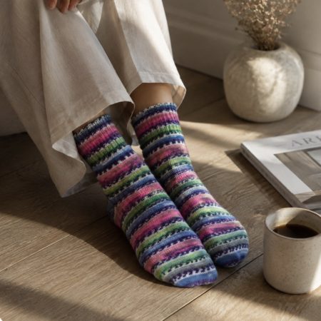 Handcrafted luxury Soft Wool Blend Women’s Socks (yarn design Sunny)