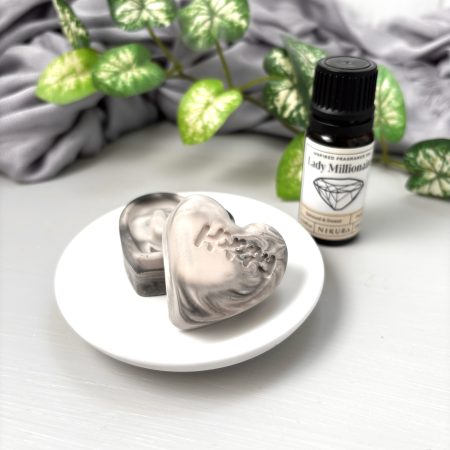 Set of 6 Black and Pink Heart Aroma Stones