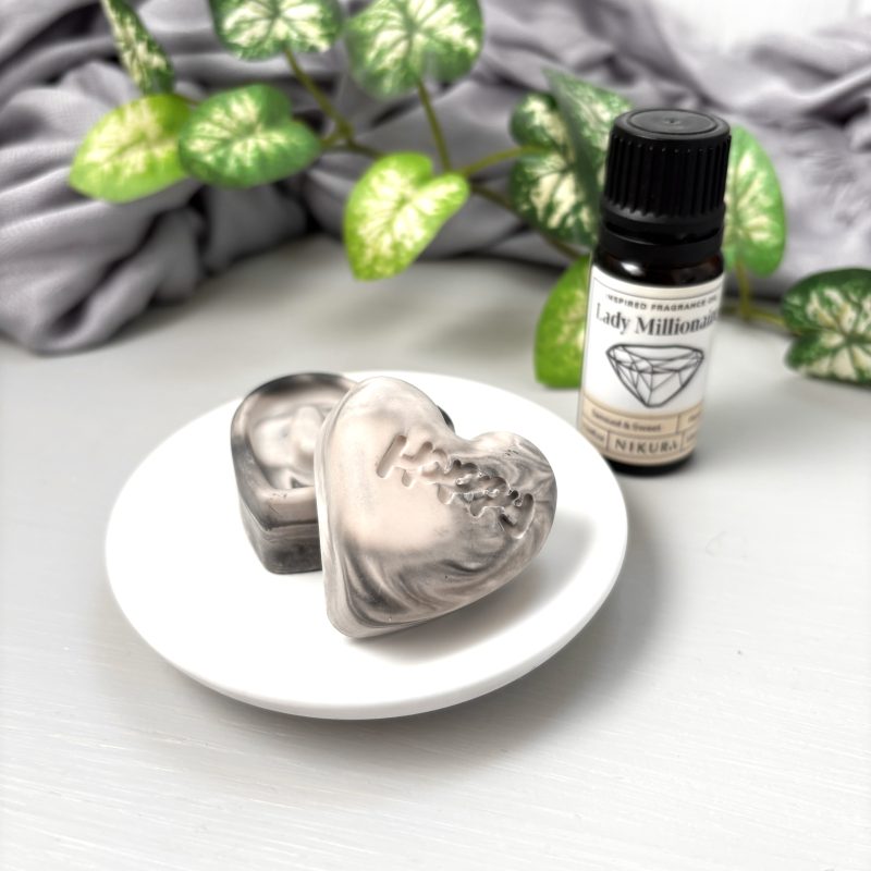 Set of 6 Black and Pink Heart Aroma Stones