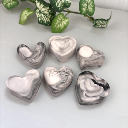 Set of 6 Black and Pink Heart Aroma Stones