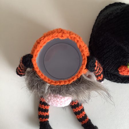 Hand knitted gonk style treat tin