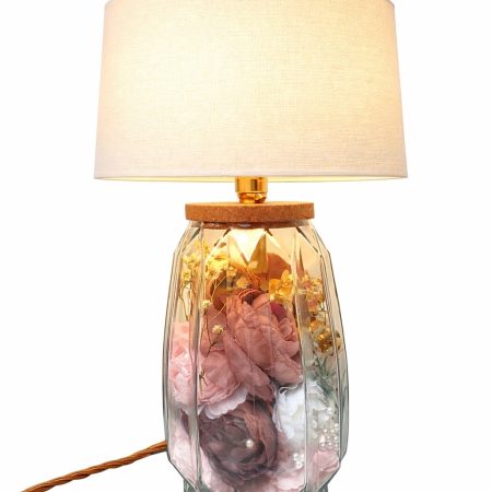 Handmade Textured Ribbed Vase Lamp – Modern Floral Statement Lighting