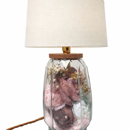 Handmade Textured Ribbed Vase Lamp – Modern Floral Statement Lighting