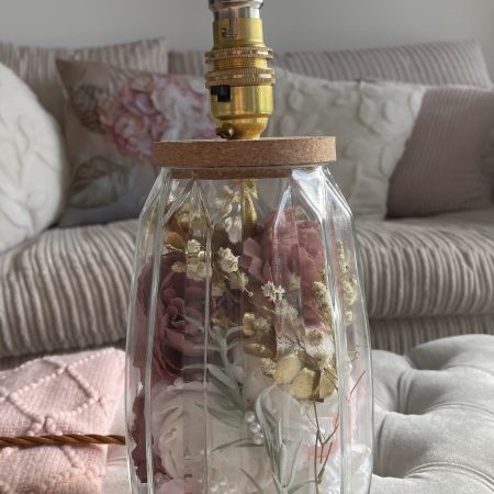 Handmade Textured Ribbed Vase Lamp – Modern Floral Statement Lighting