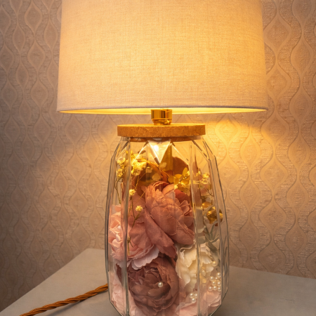 Handmade Textured Ribbed Vase Lamp – Modern Floral Statement Lighting