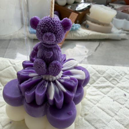 Handmade Teddy Bear Bubble Candle | Baby Shower Keepsake (Soy Wax)