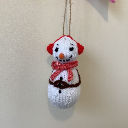 Hand knitted Christmas snowman/woman hanging decoration