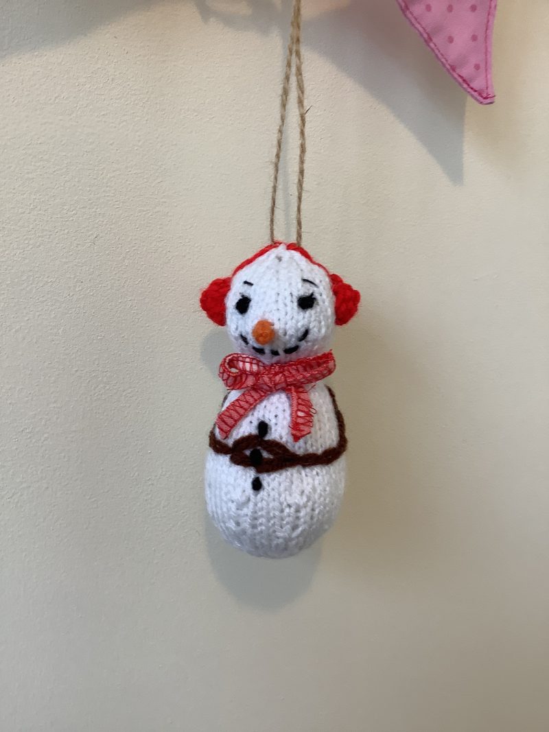 Hand knitted Christmas snowman/woman hanging decoration