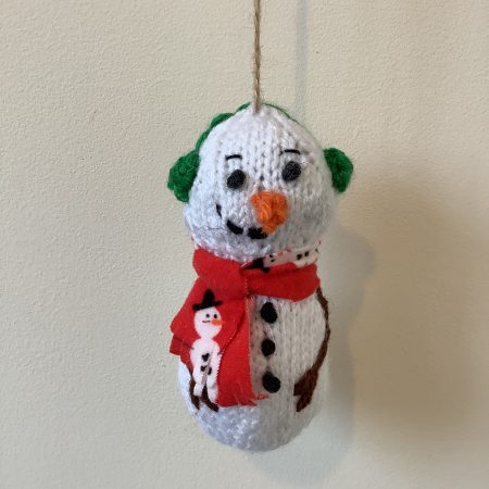 Hand knitted Christmas snowman/woman hanging decoration