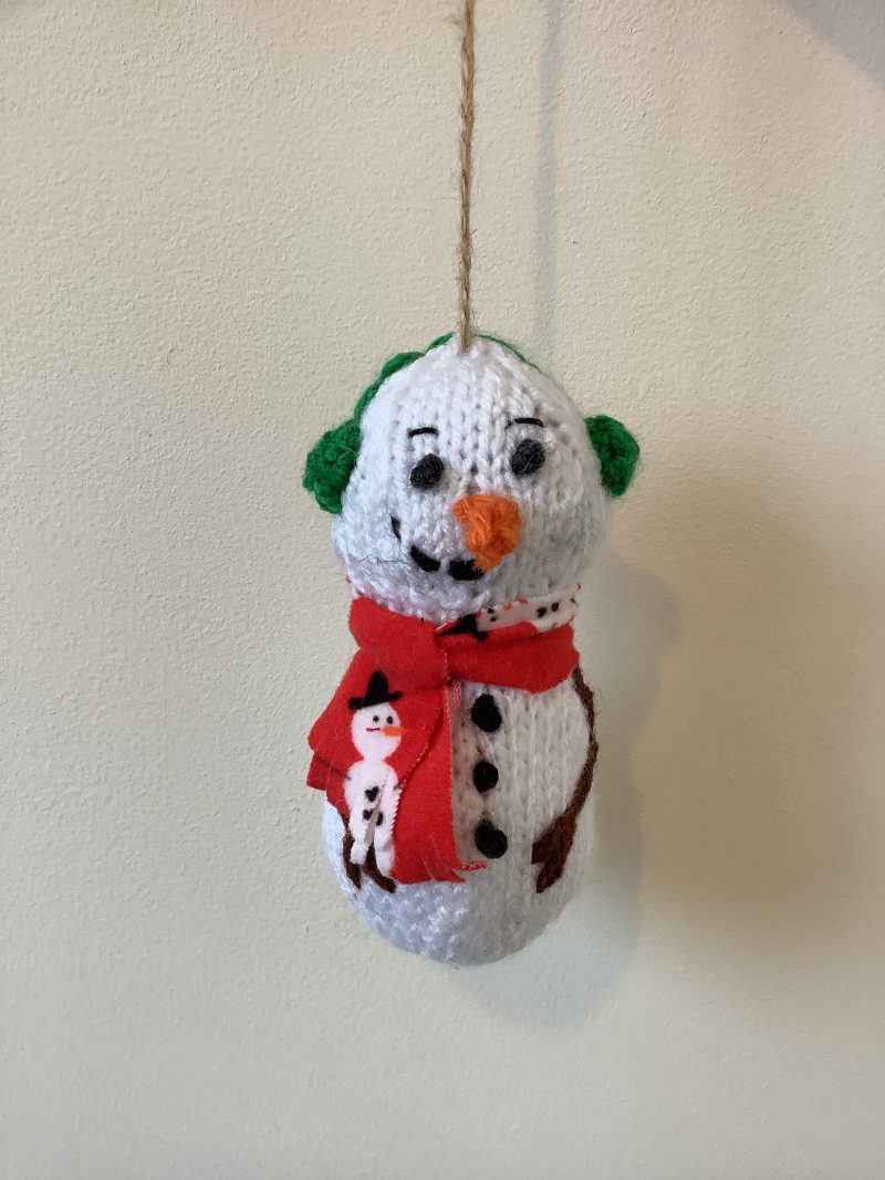 Hand knitted Christmas snowman/woman hanging decoration