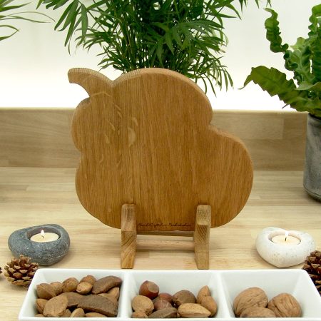 Handmade Solid Oak Pumpkin & Mouse Chopping Board with Stand