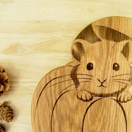 Handmade Solid Oak Pumpkin & Mouse Chopping Board with Stand