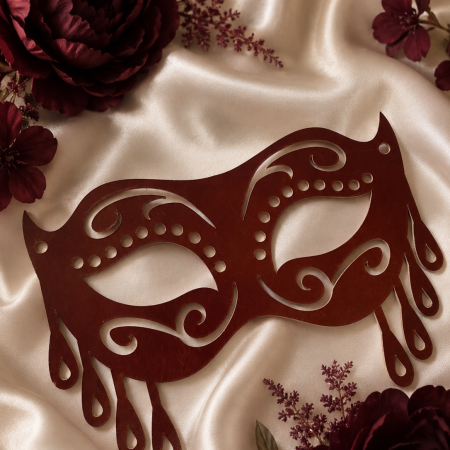 Beautiful Dark Red Real Leather Mask. 'Arabian Nights'. Perfect for Carnival, Role Play, Belly Dancing, Dressing Up, Masquerade Balls Or Mardi Gras.