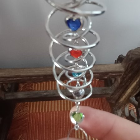 Red Cord Miniature Hanging Suncatcher – Hearts