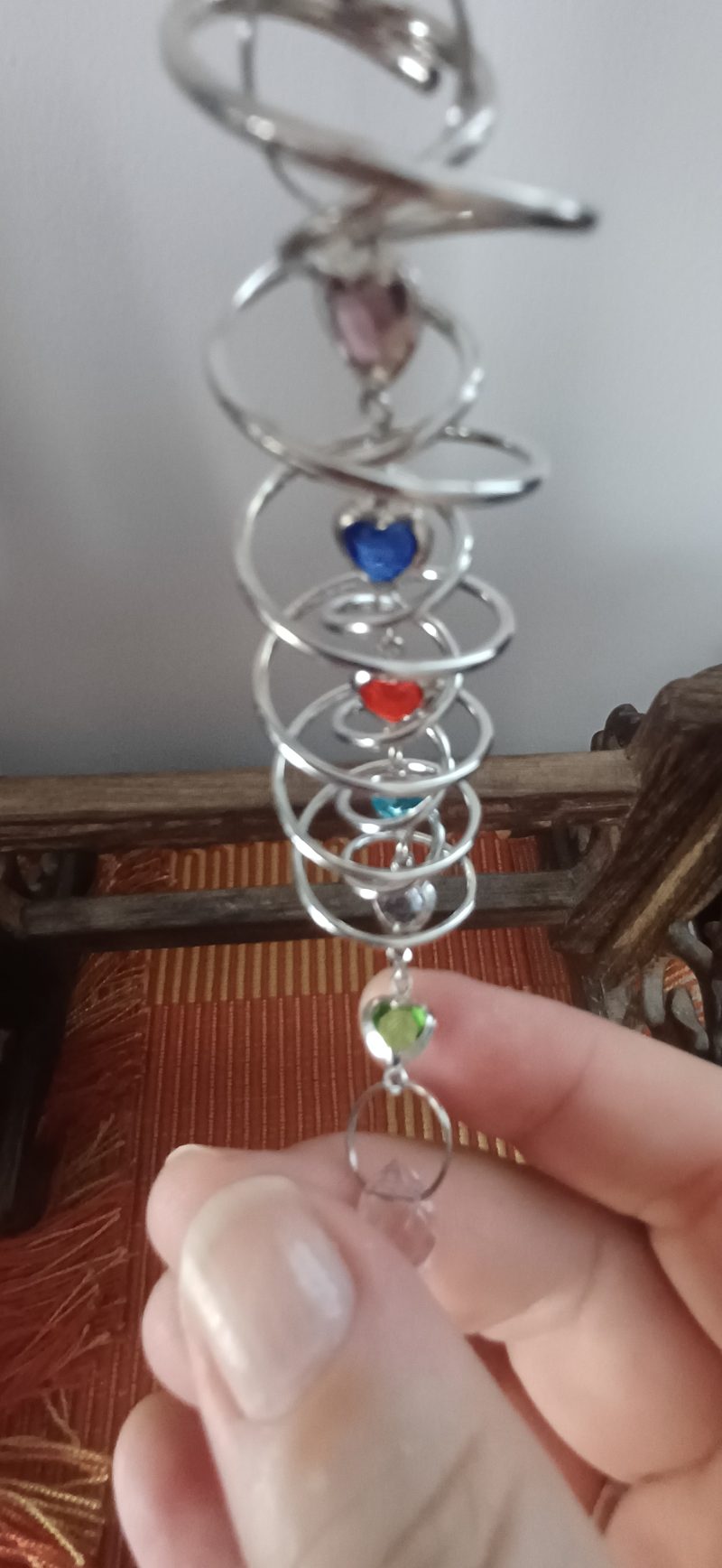 Red Cord Miniature Hanging Suncatcher – Hearts