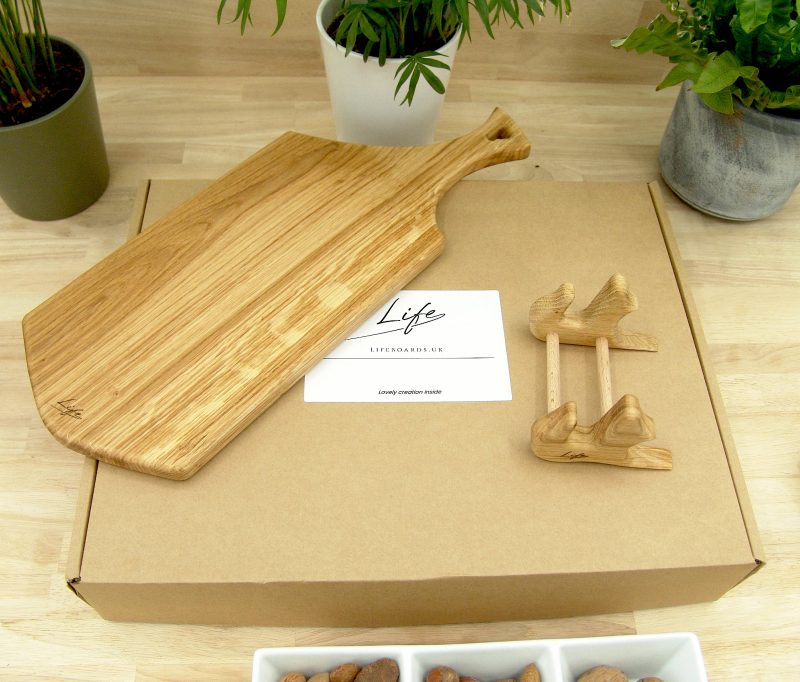 Solid Oak Serving Paddle Chopping Board - Life Signature