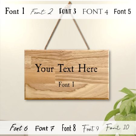 Personalised Text Custom Engraved Wooden Sign / Plaque 20cm - 10 Fonts