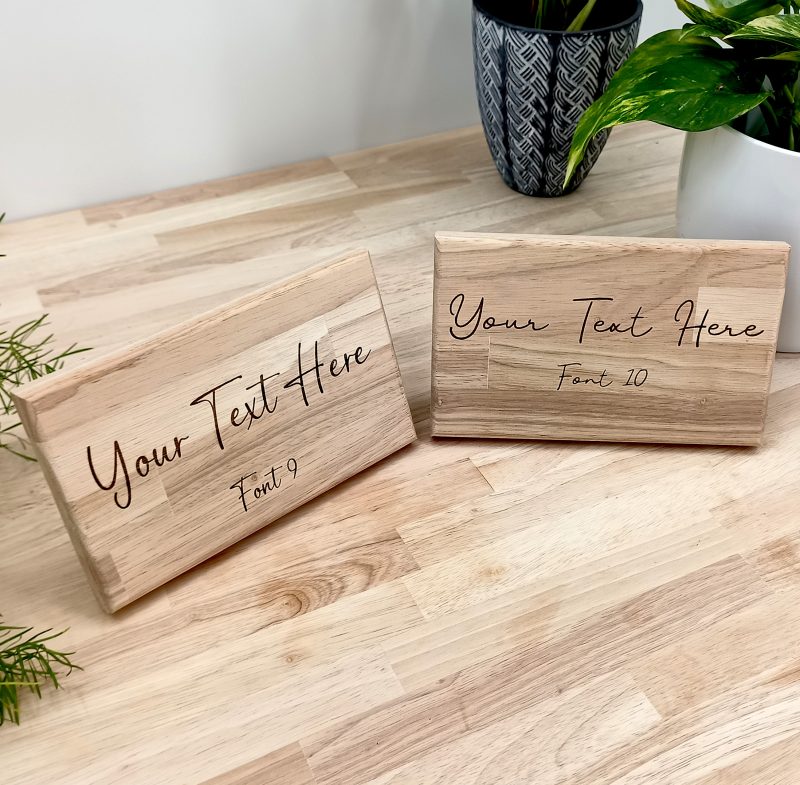 Personalised Text Custom Engraved Wooden Sign / Plaque 20cm - 10 Fonts