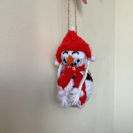 Hand knitted Christmas snowman/woman hanging decoration