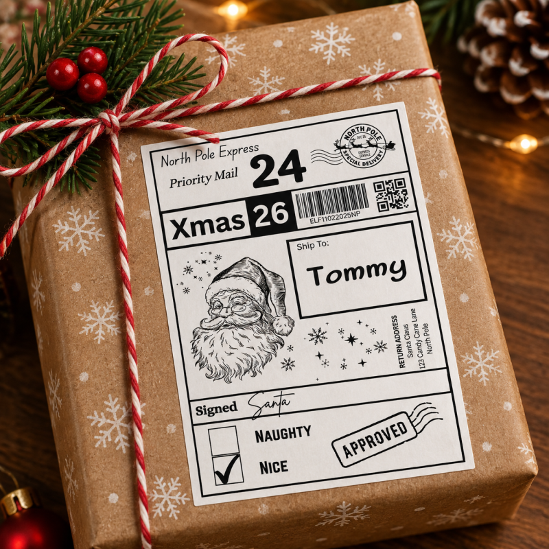 6x Personalised Christmas Labels