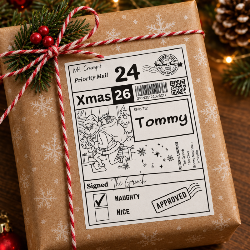 6x Personalised Christmas Labels