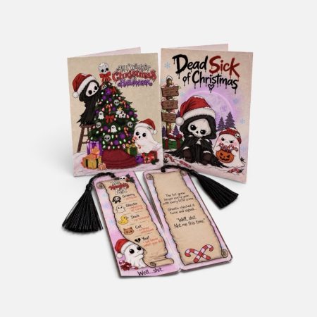 “Dead sick of Christmas” card and bookmark bundle