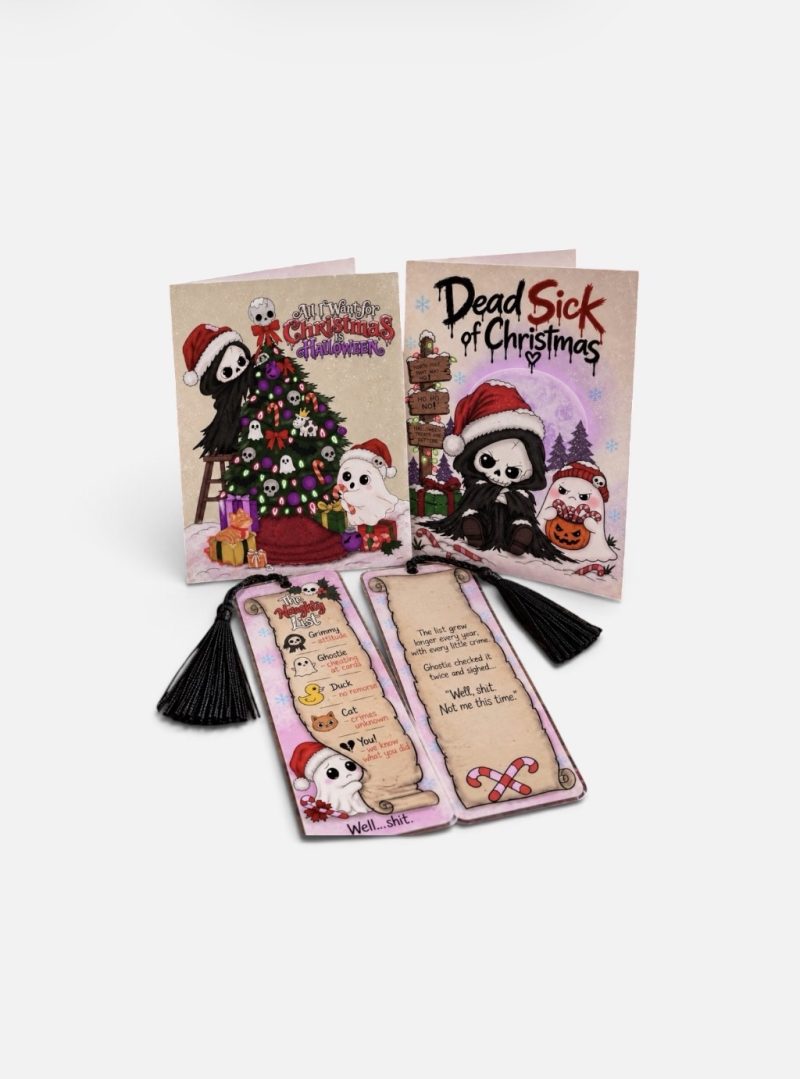 “Dead sick of Christmas” card and bookmark bundle